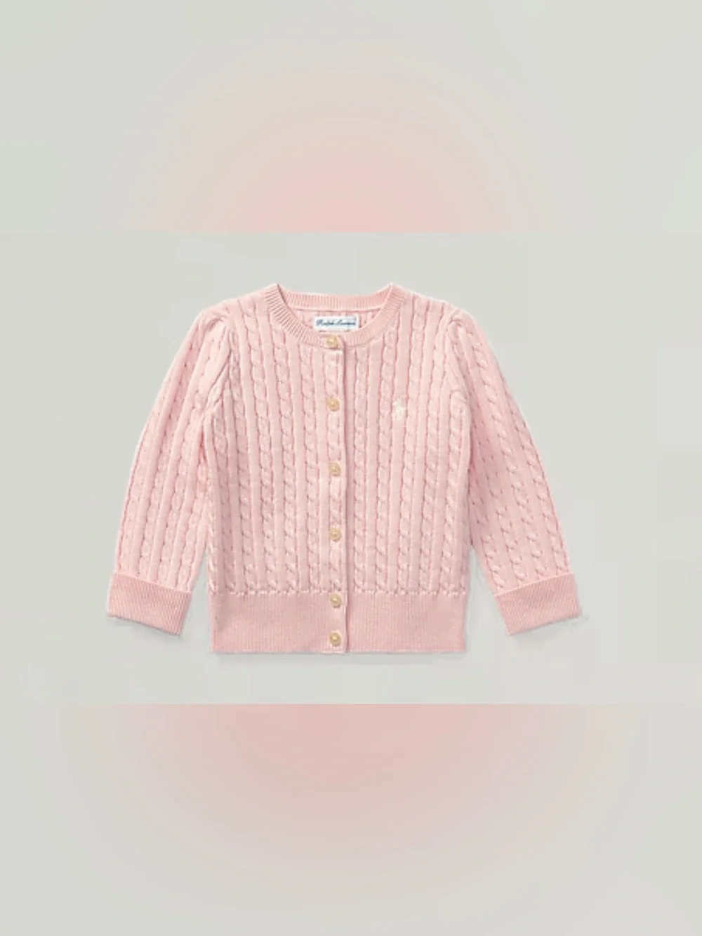 NWT RALPH LAUREN Girls Mini Cable Cotton Knit Cardigan - 24M